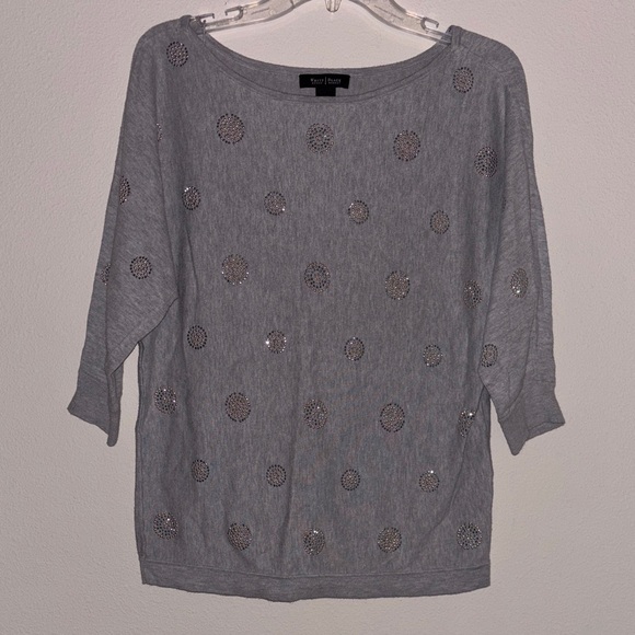 White House Black Market Tops - White House Black Market Gray‎ Sparkle Sweatshirt